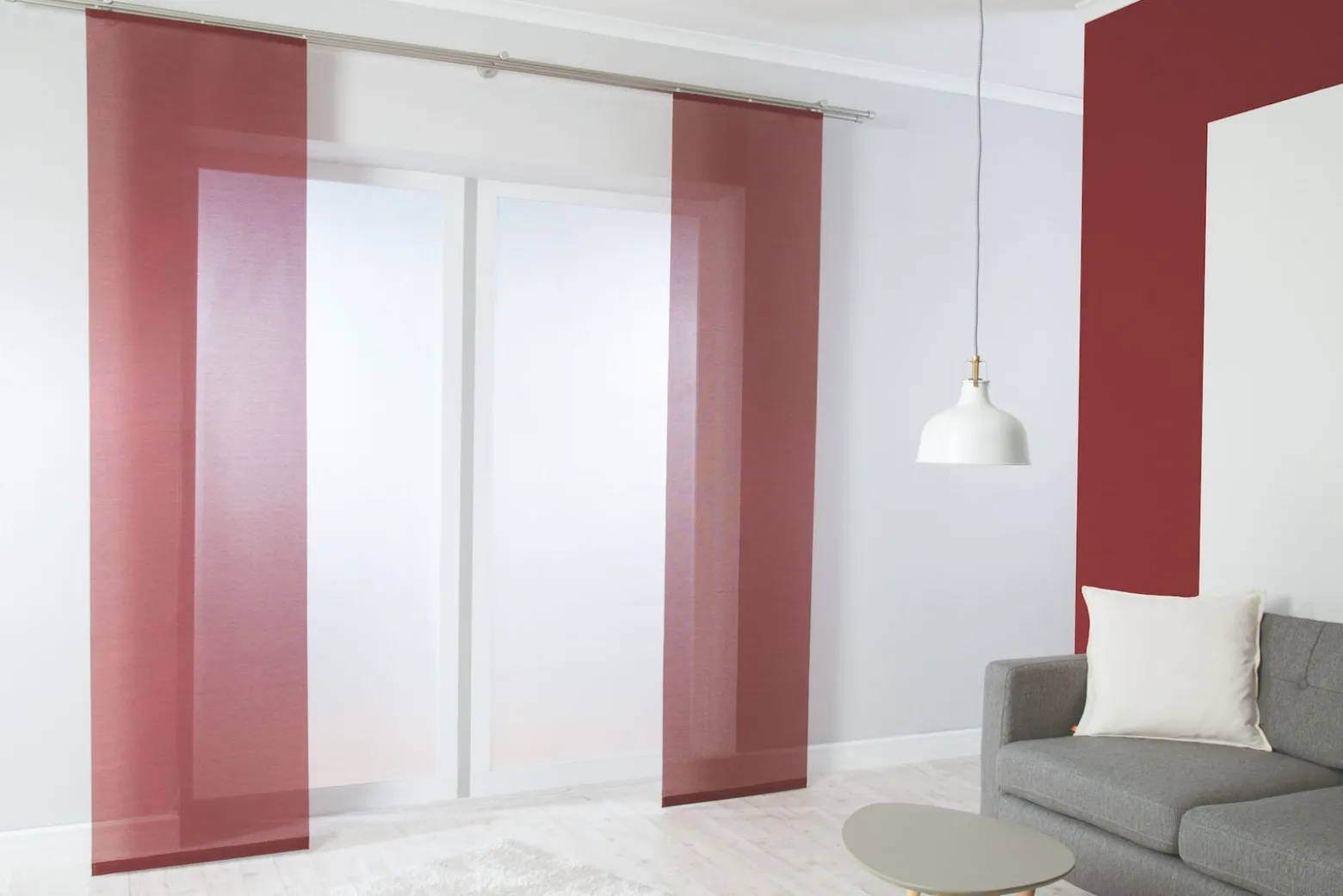 Flächenvorhang Uni rot halbtransparent 60x245 5802-48