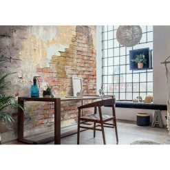 Fototapete Backstein Betonoptik Shabby Beige Rot 2224-10