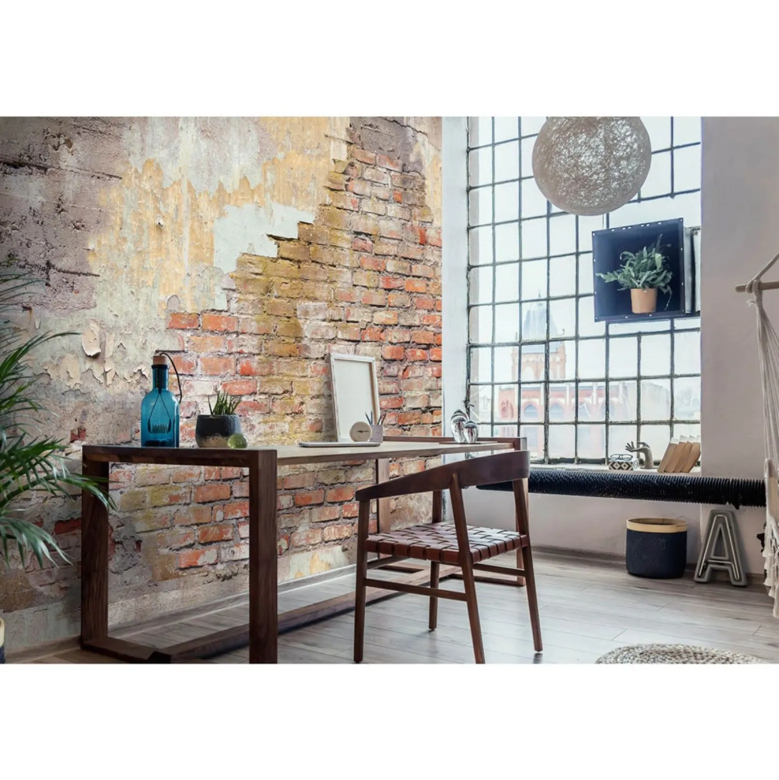 Fototapete Backstein Betonoptik Shabby Beige Rot 2224-10