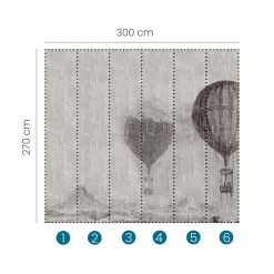 Fototapete Ballons Used-Look Berge Grau 2509N-11