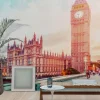 Fototapete Big Ben London Skyline Blau Orange ML3501