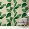 Fototapete Blattmuster Floral Grün Beige 39866-1