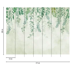 Fototapete Blätter Floral Aquarell Grün 39907-1
