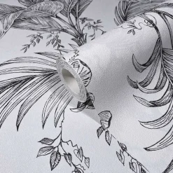 Fototapete Blätter Floral Tropen Weiß Schwarz 81600