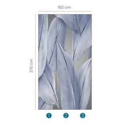 Fototapete Blätter Tropisch Palmen Blau Grau 2521N-81