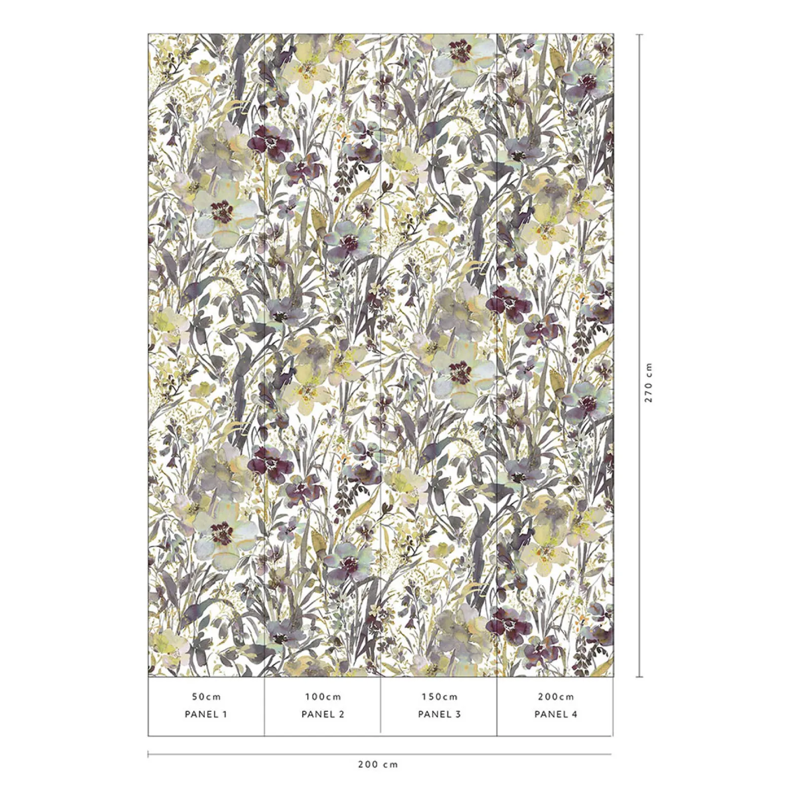 Fototapete Blumen Motiv Floral Weiß Lila Gelb 22106-07-01