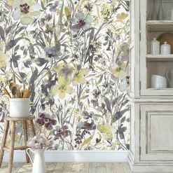 Fototapete Blumen Motiv Floral Weiß Lila Gelb 22106-07-01