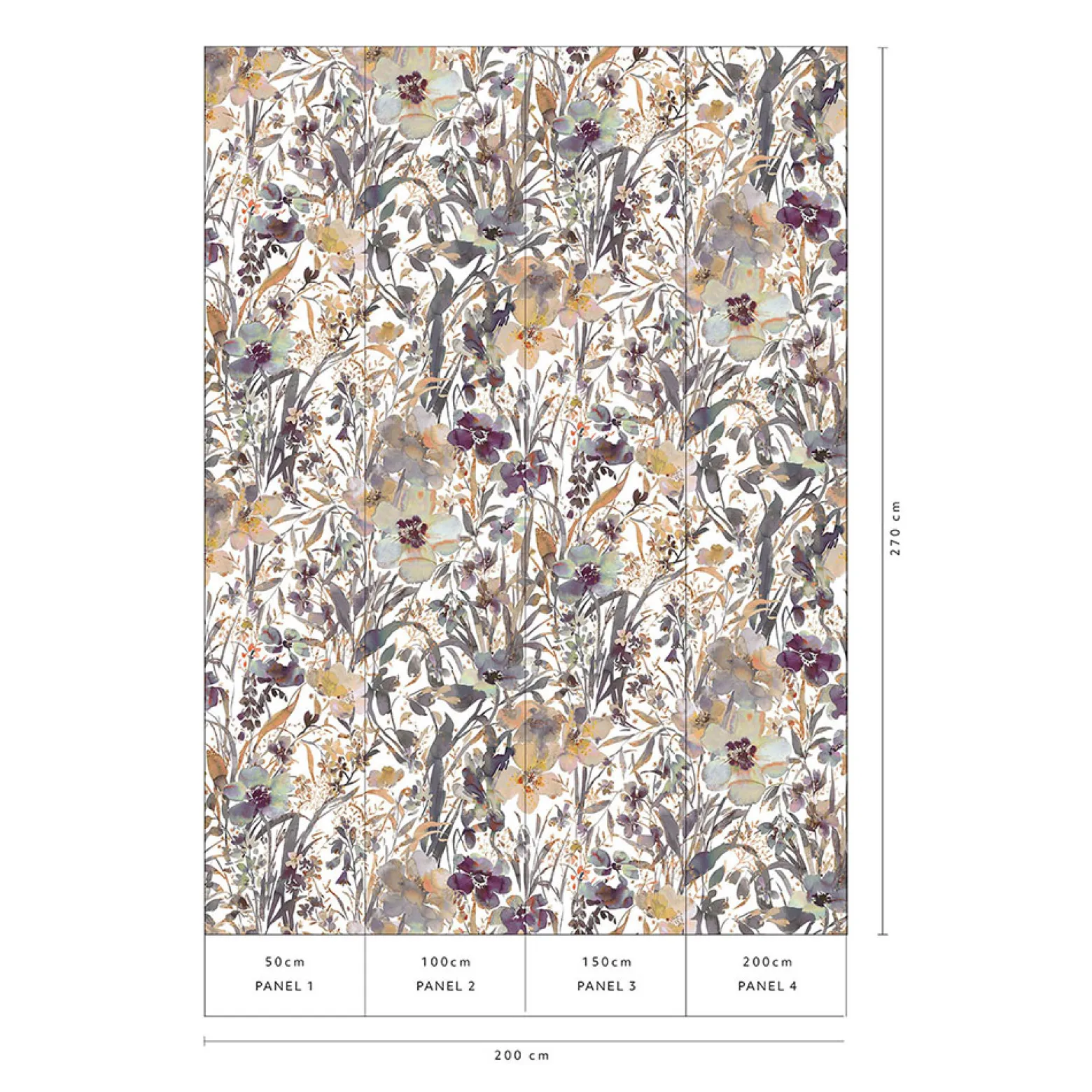 Fototapete Blumen Motiv Floral Weiß Lila Grau 22107-07-01