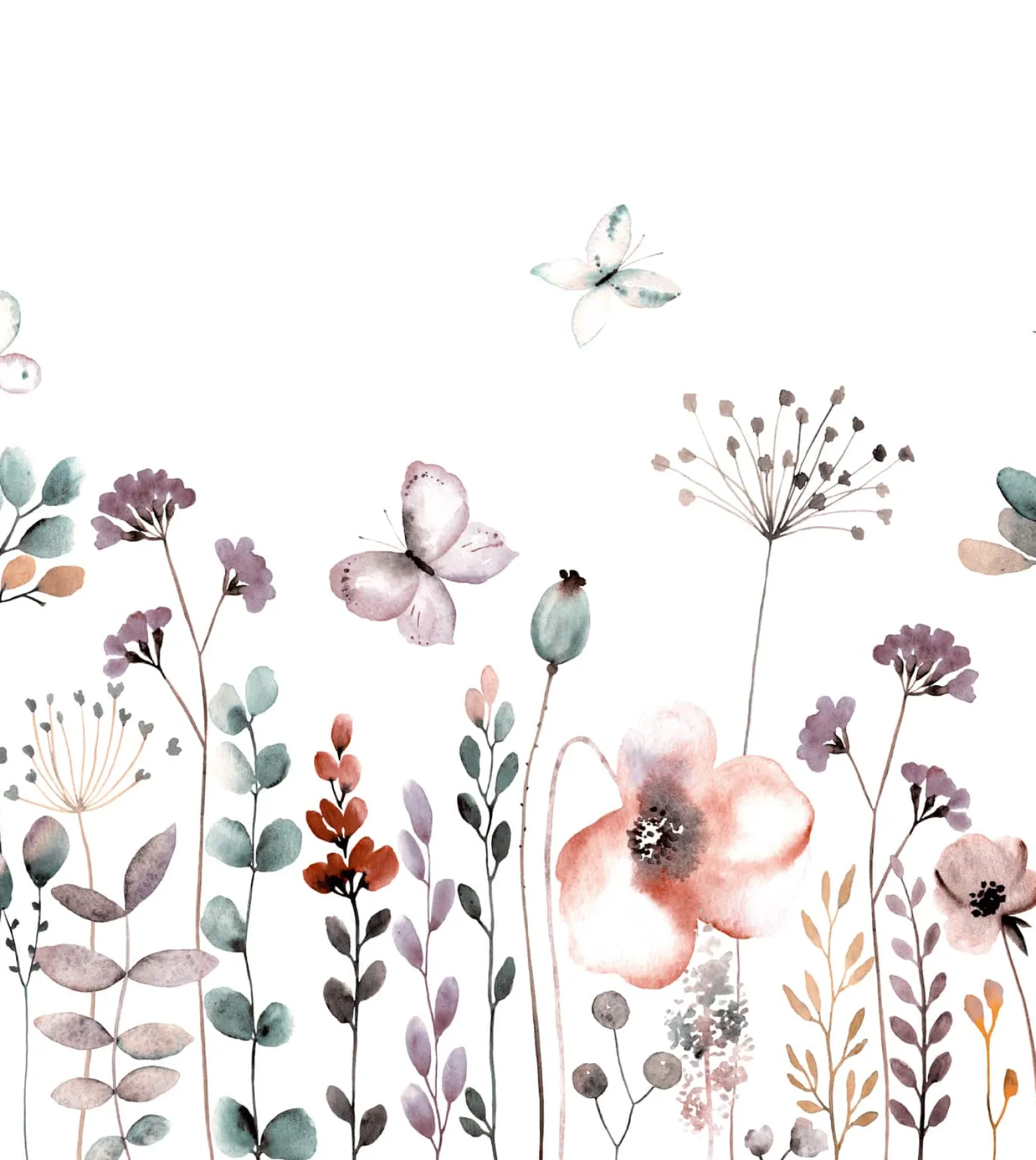 Fototapete Blumen Schmetterlinge Lila 253290 Rasch Vlies