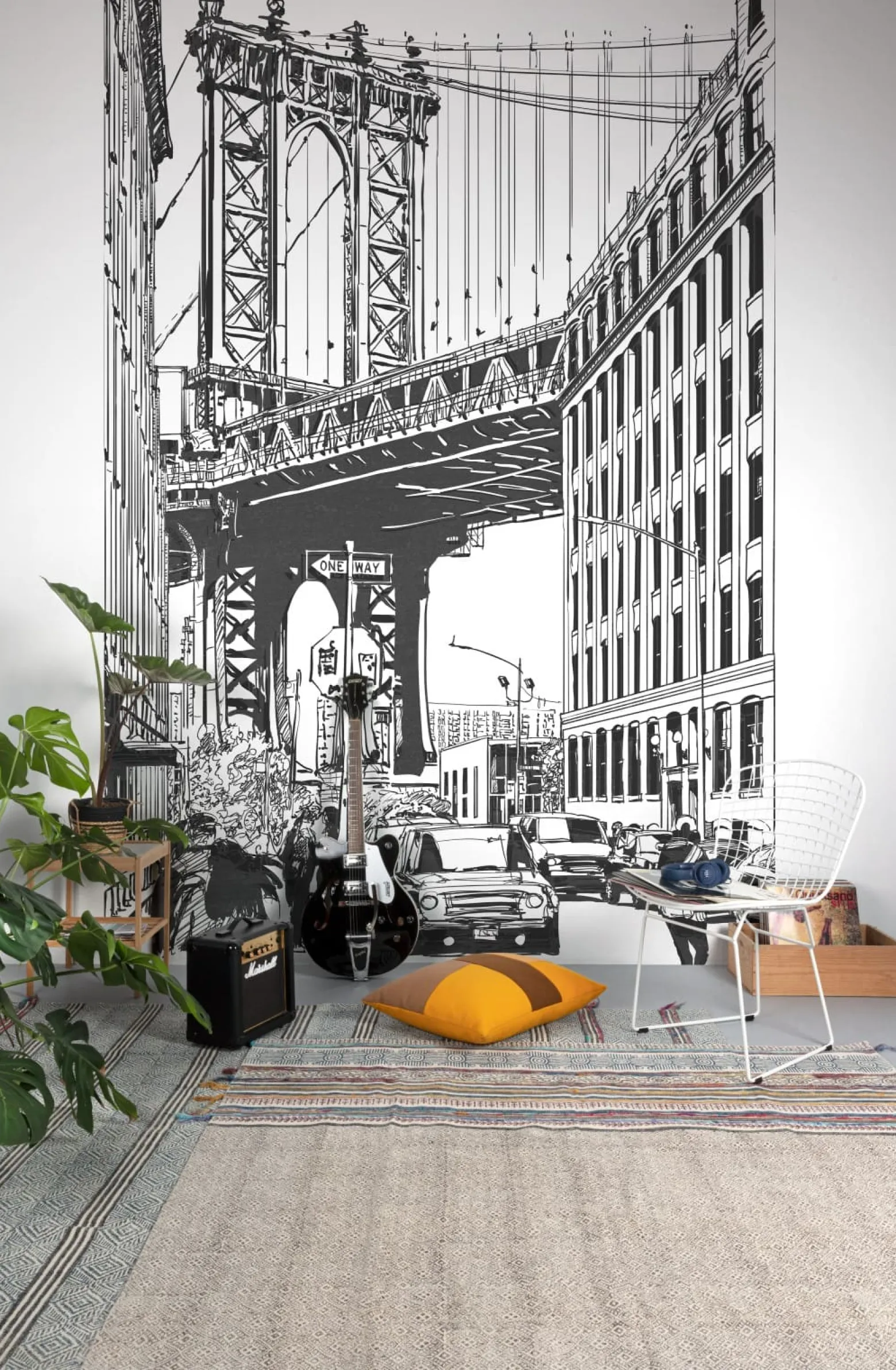 Fototapete Brücke New York Weiß Schwarz ML3601