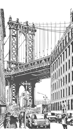 Fototapete Brücke New York Weiß Schwarz ML3601