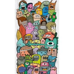 Fototapete Comic Figuren Monster Bunt Grau 39827-1