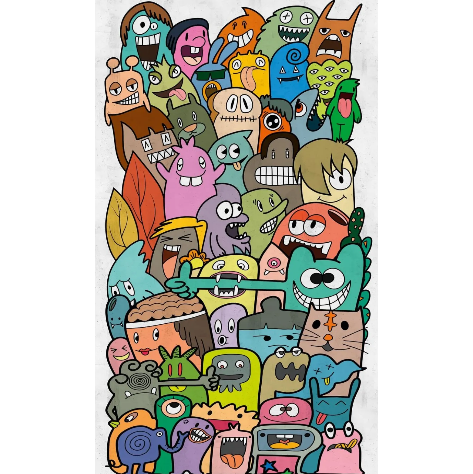 Fototapete Comic Figuren Monster Bunt Grau 39827-1