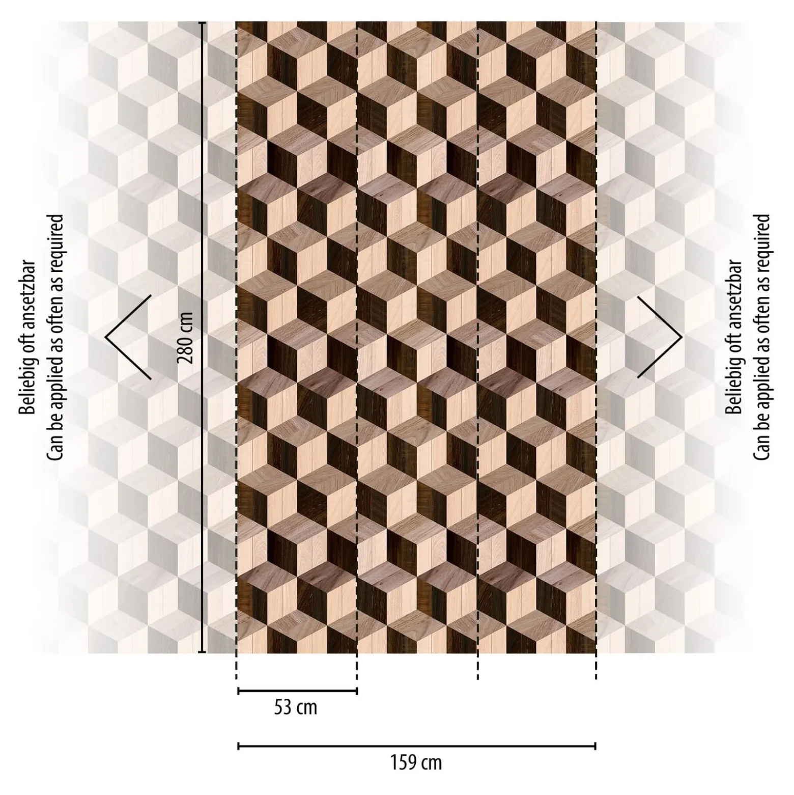 Fototapete 3D-Effekt Würfel Braun Beige 39833-1