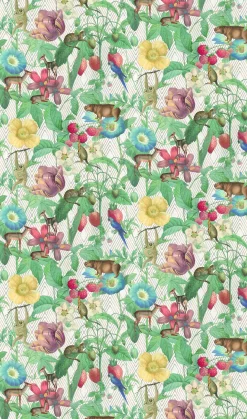 Fototapete Dschungel Blumen Grafik weiß bunt Marburg