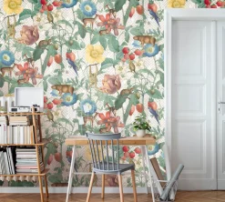 Fototapete Dschungel Blumen Grafik weiß bunt Marburg