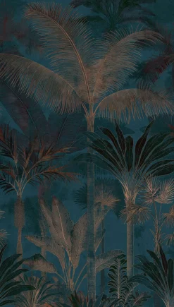 Fototapete Dschungel Palmen Shabby Blau Braun 76190-6