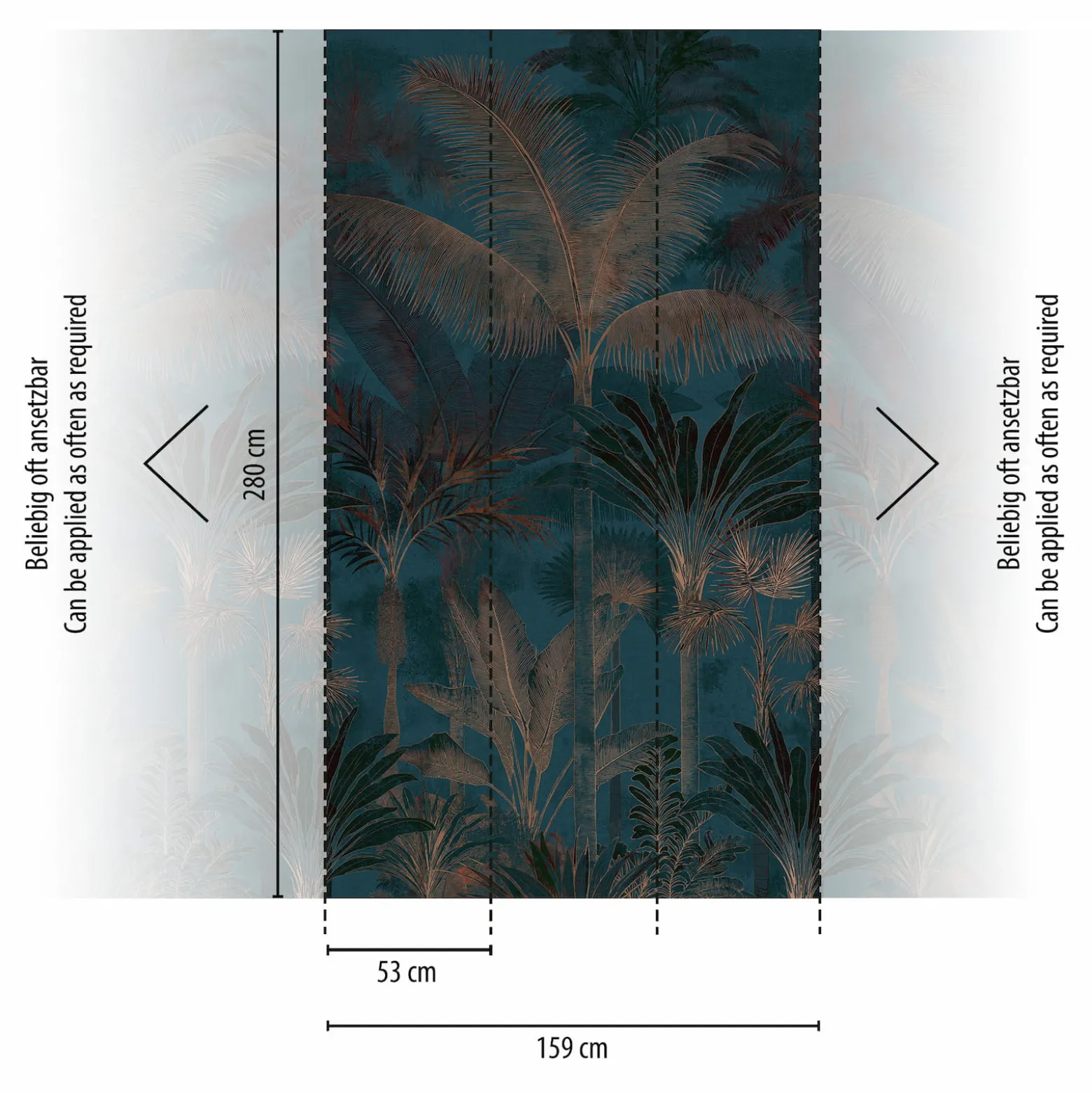 Fototapete Dschungel Palmen Shabby Blau Braun 76190-6
