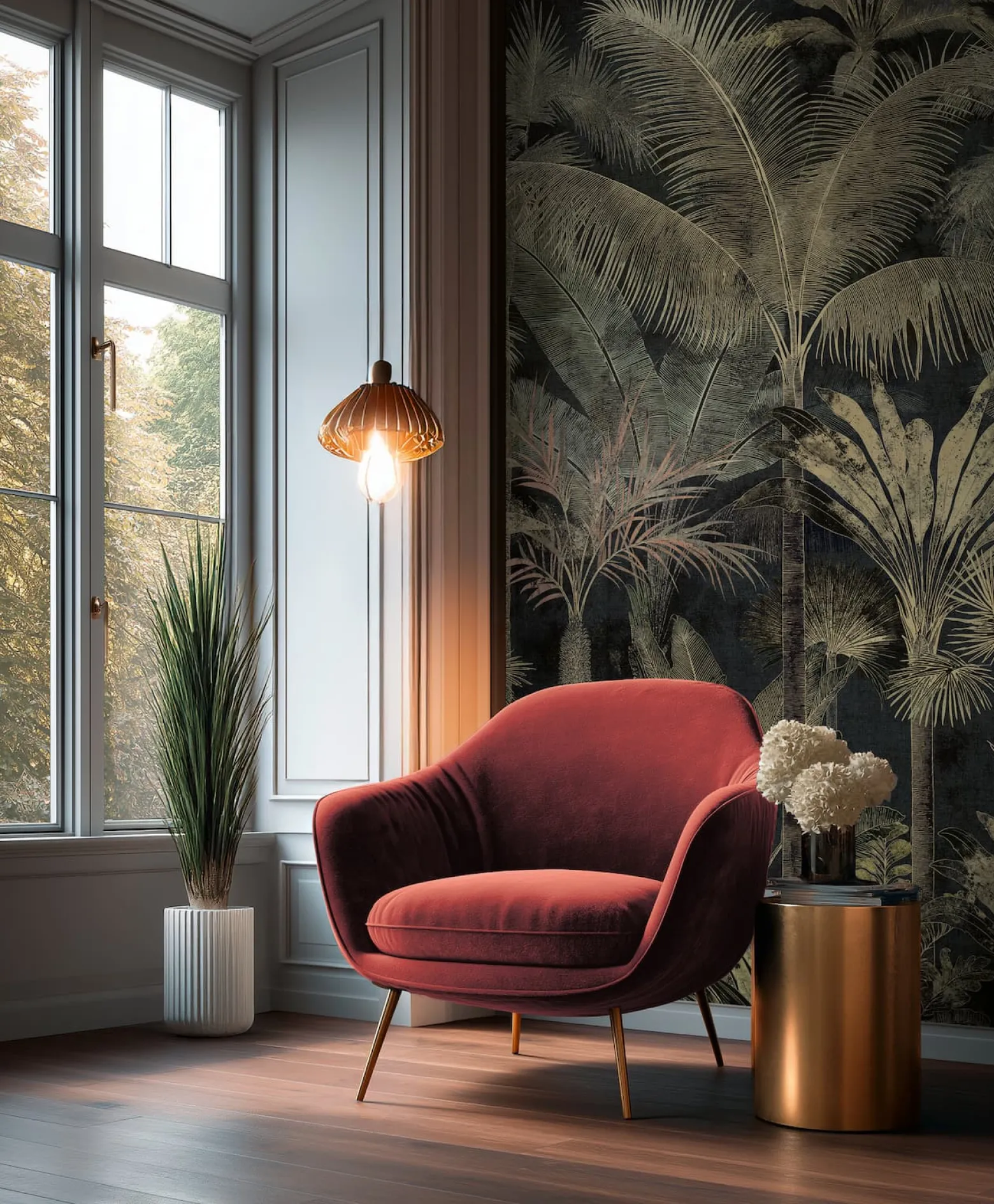 Fototapete Dschungel Palmen Shabby Schwarz Grün 76190-4