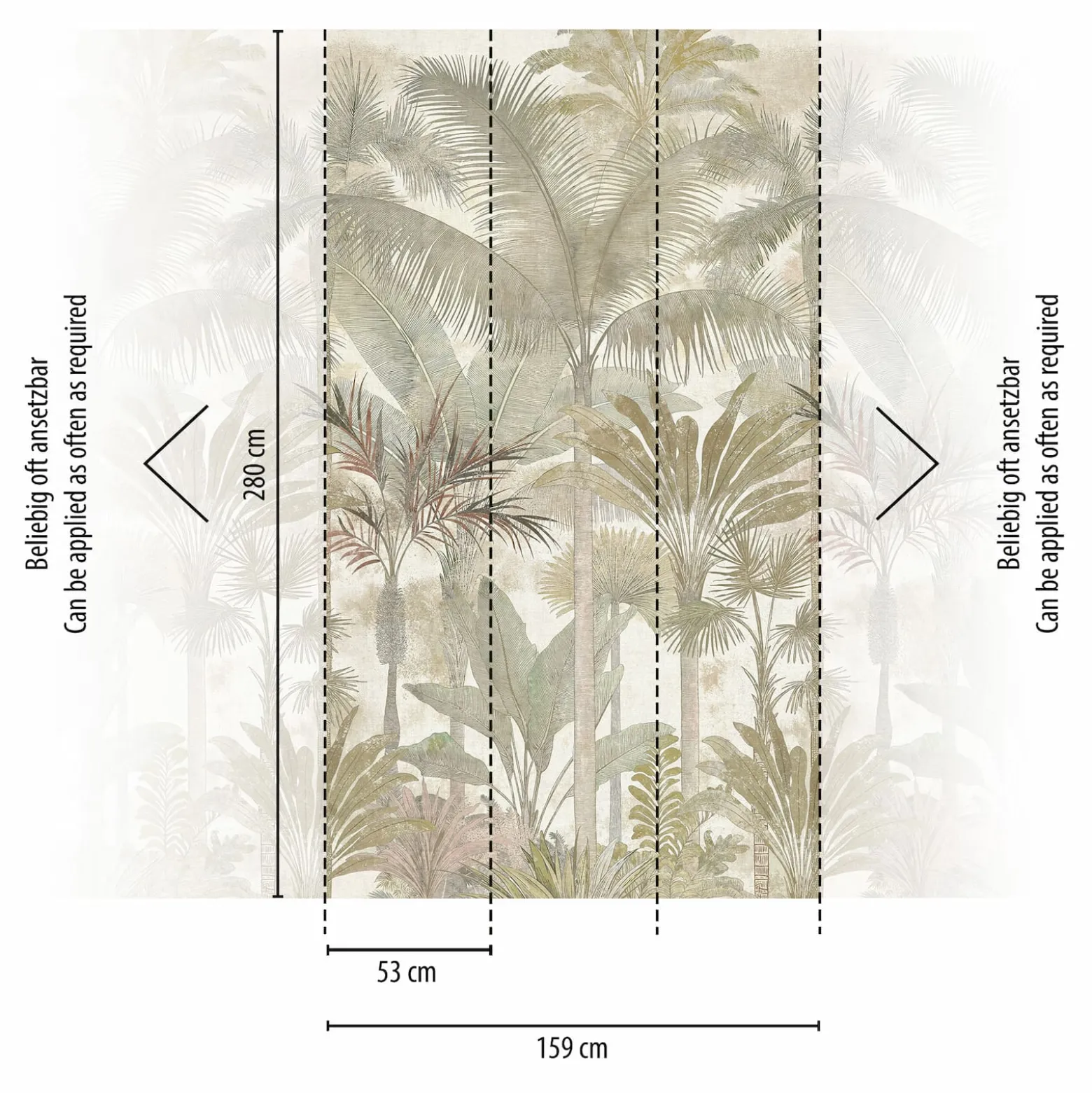Fototapete Dschungel Palmen Shabby Creme Beige 76190-5