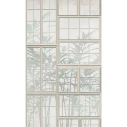 Fototapete Fenster 3D-Optik Creme Grün 39845-1