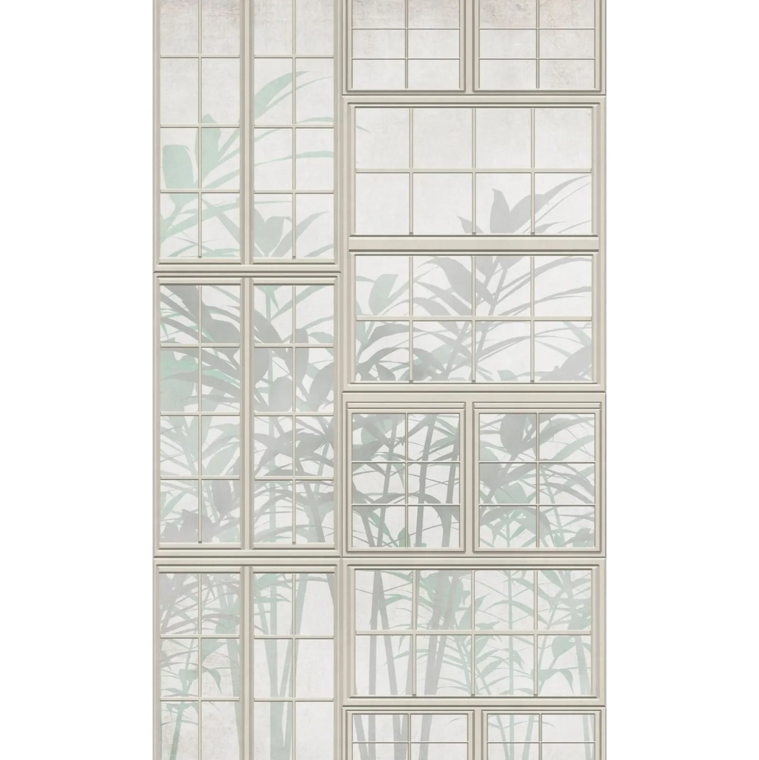 Fototapete Fenster 3D-Optik Creme Grün 39845-1