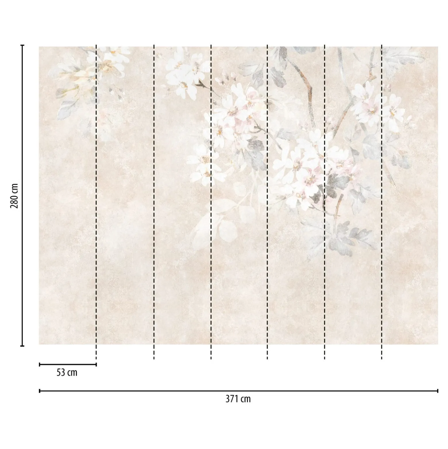 Fototapete Floral Betonoptik Beige Creme 39919-1