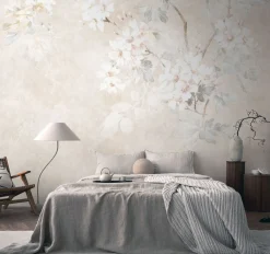 Fototapete Floral Betonoptik Beige Creme 39919-1