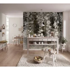 Fototapete Floral Frühling Blumen Grau Schwarz 2515N-11