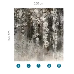 Fototapete Floral Frühling Blumen Grau Schwarz 2515N-11