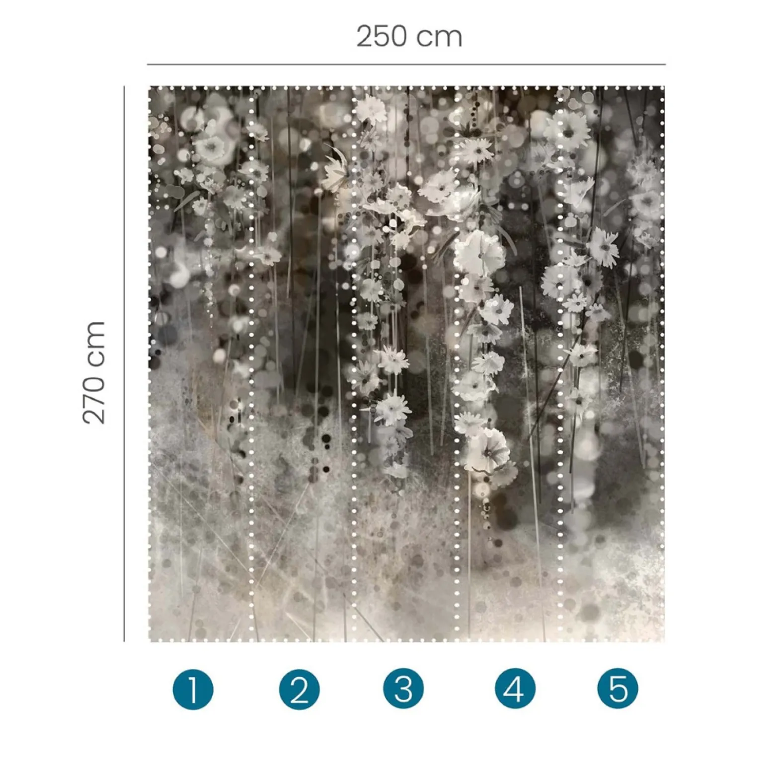 Fototapete Floral Frühling Blumen Grau Schwarz 2515N-11