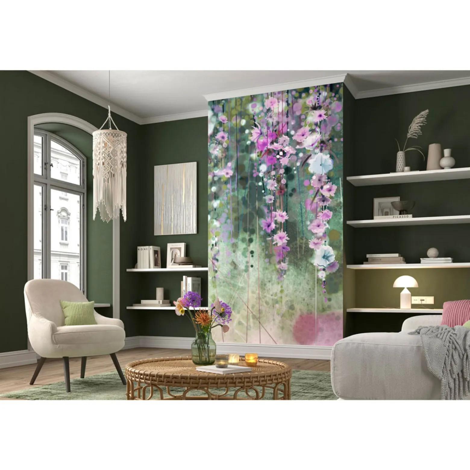Fototapete Floral Frühling Blumen Grün Lila 2519N-81