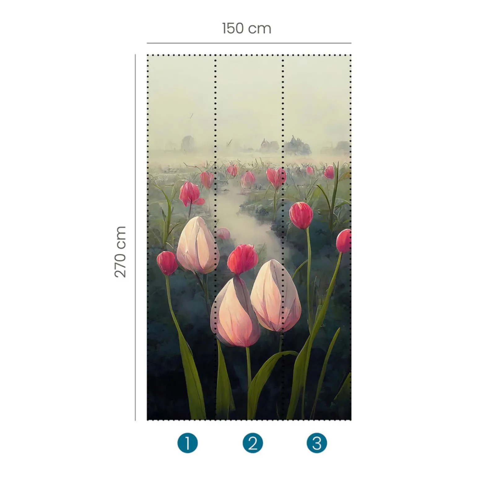 Fototapete Floral Tulpen Nebel Grau Rosa 2523N-81