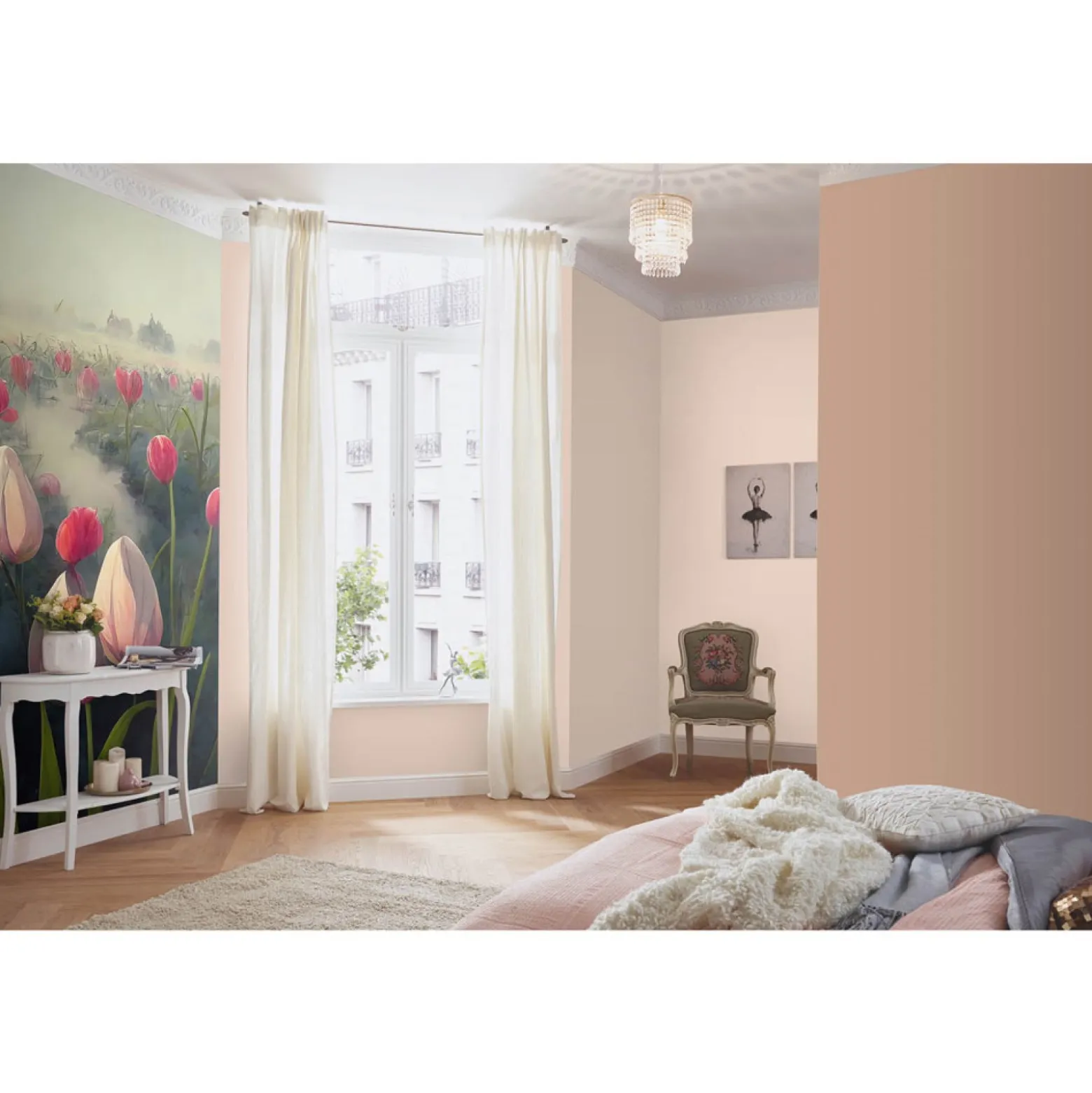 Fototapete Floral Tulpen Nebel Grau Rosa 2523N-81