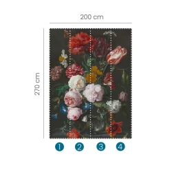Fototapete Floral Vase Vintage Grau Rot 2503V-11
