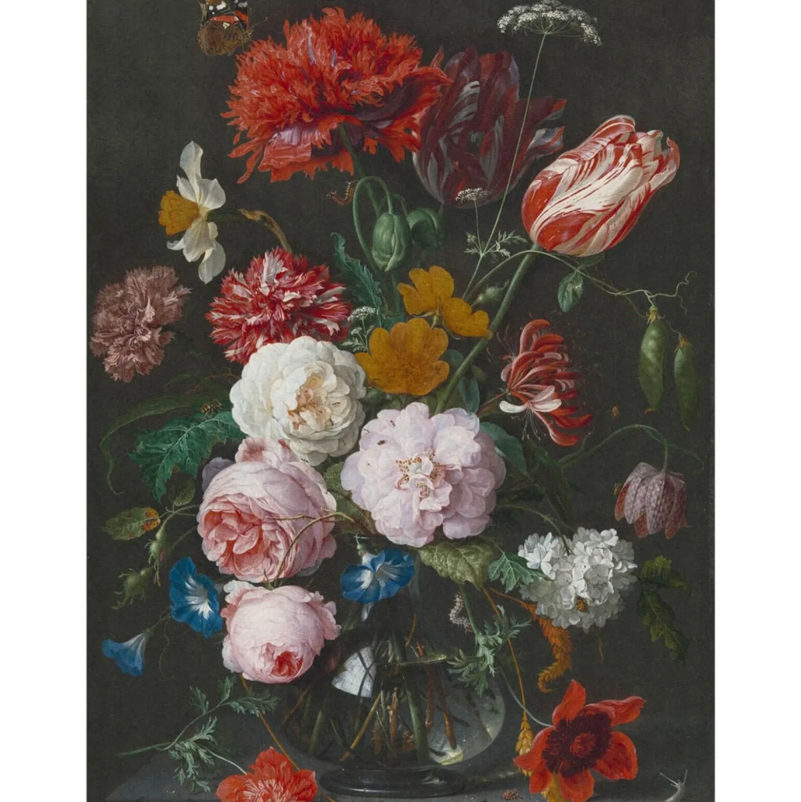Fototapete Floral Vase Vintage Grau Rot 2503V-11