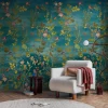 Fototapete Floral Vögel Blätter Blau Grün Rosa 79216-3