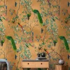 Fototapete Floral Vögel Blumen Braun Bunt 39882-1