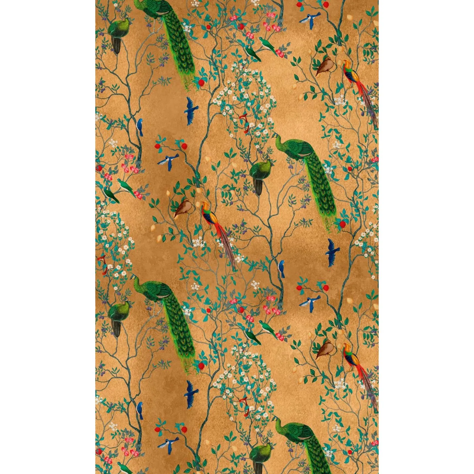 Fototapete Floral Vögel Blumen Braun Bunt 39882-1
