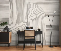 Fototapete Grafisch Linien Creme Schwarz 39894-1