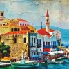 Fototapete Griechenland Hafen Promenade Kastelorizo