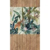 Fototapete Holzpaneele Dschungel Beige Grün 39853-1