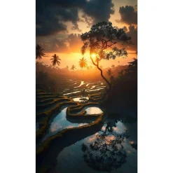 Fototapete Landschaft Sonnenuntergang Orange 2531N-81