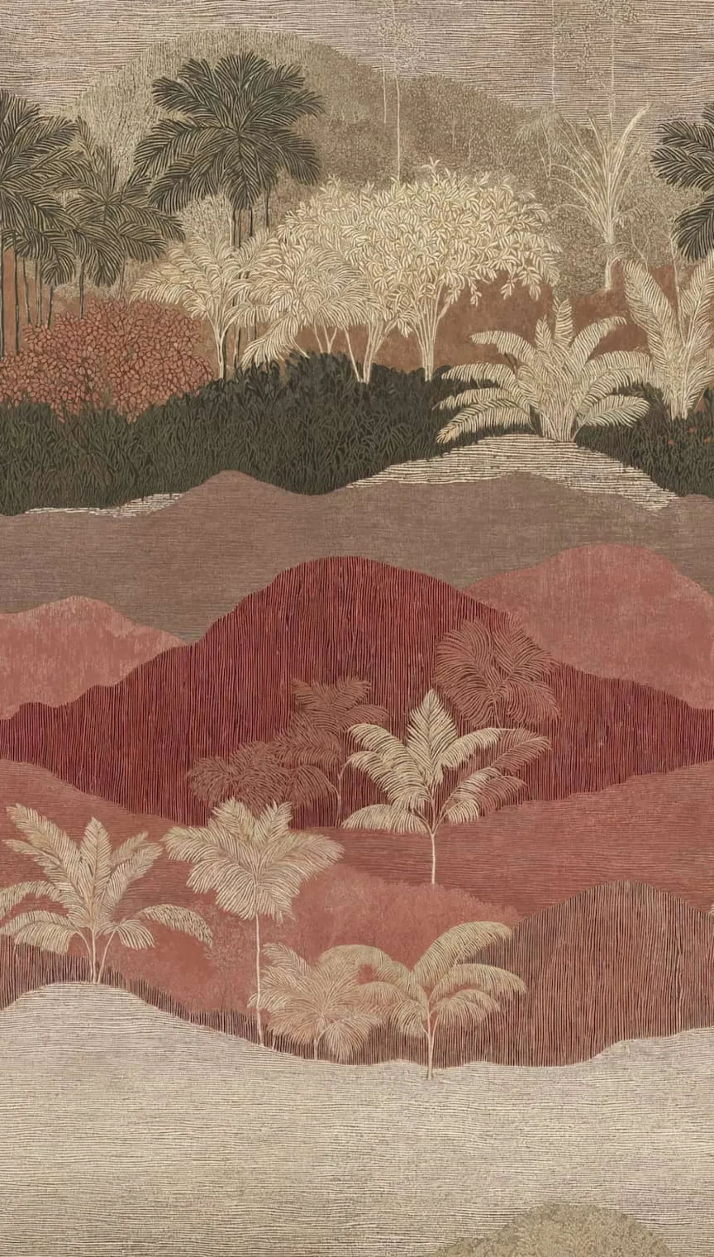 Fototapete Landschaft Tropisch Braun Creme Rot 79216-8