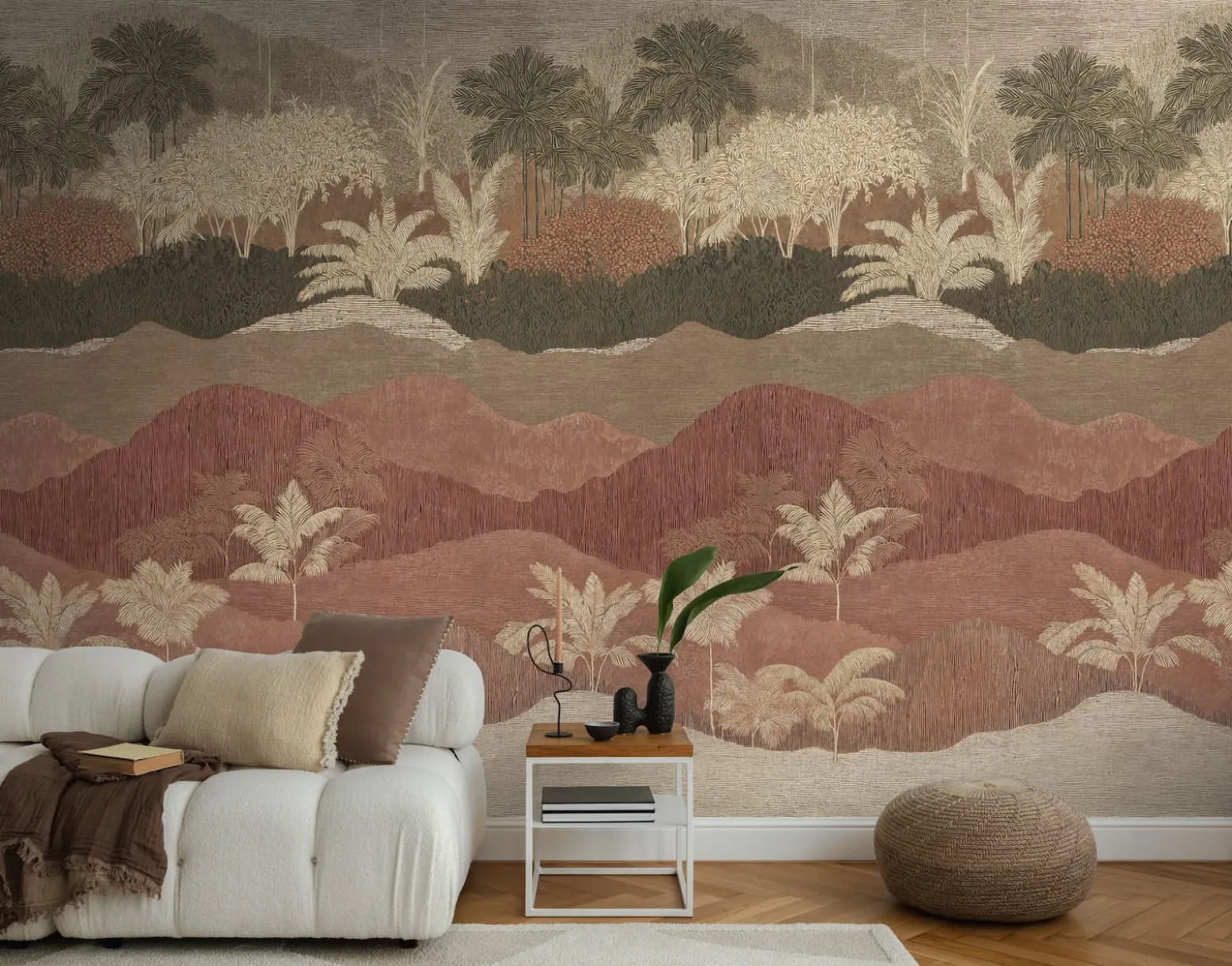 Fototapete Landschaft Tropisch Braun Creme Rot 79216-8