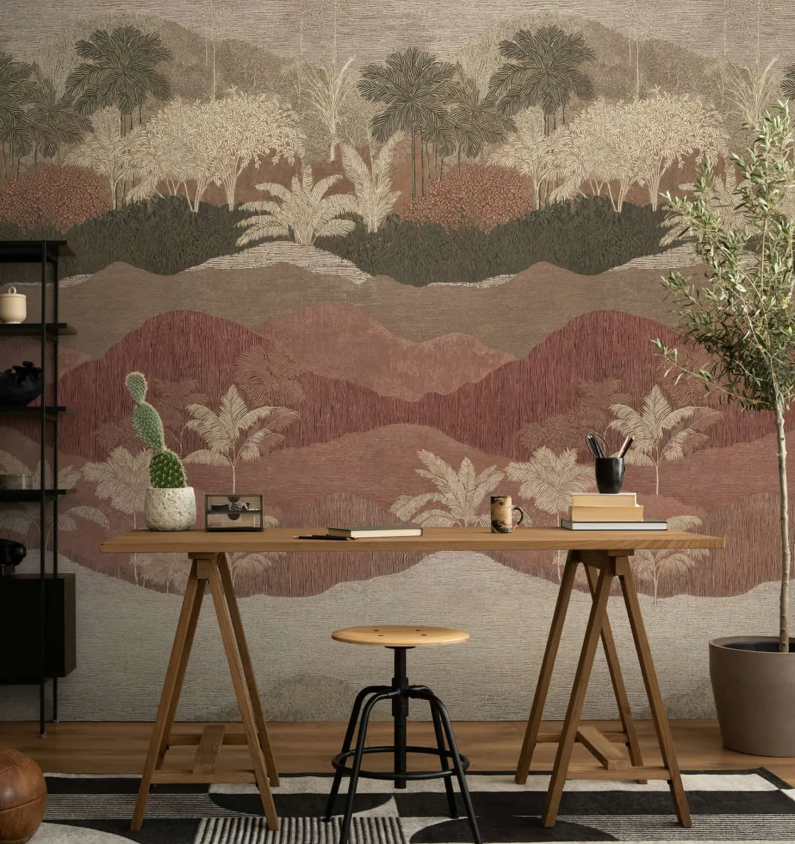 Fototapete Landschaft Tropisch Braun Creme Rot 79216-8