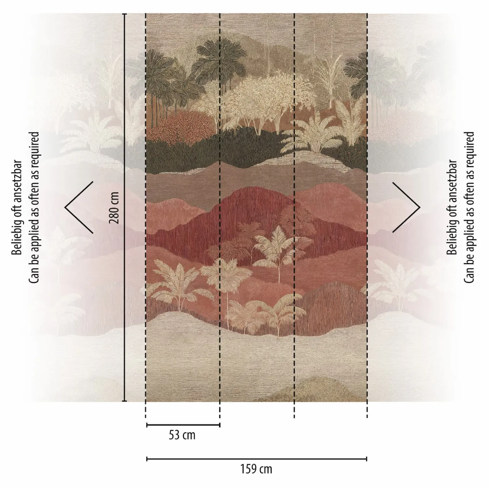 Fototapete Landschaft Tropisch Braun Creme Rot 79216-8