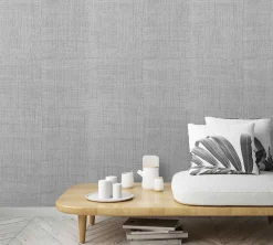 Fototapete Leona Textil Kacheln grau schwarz Marburg