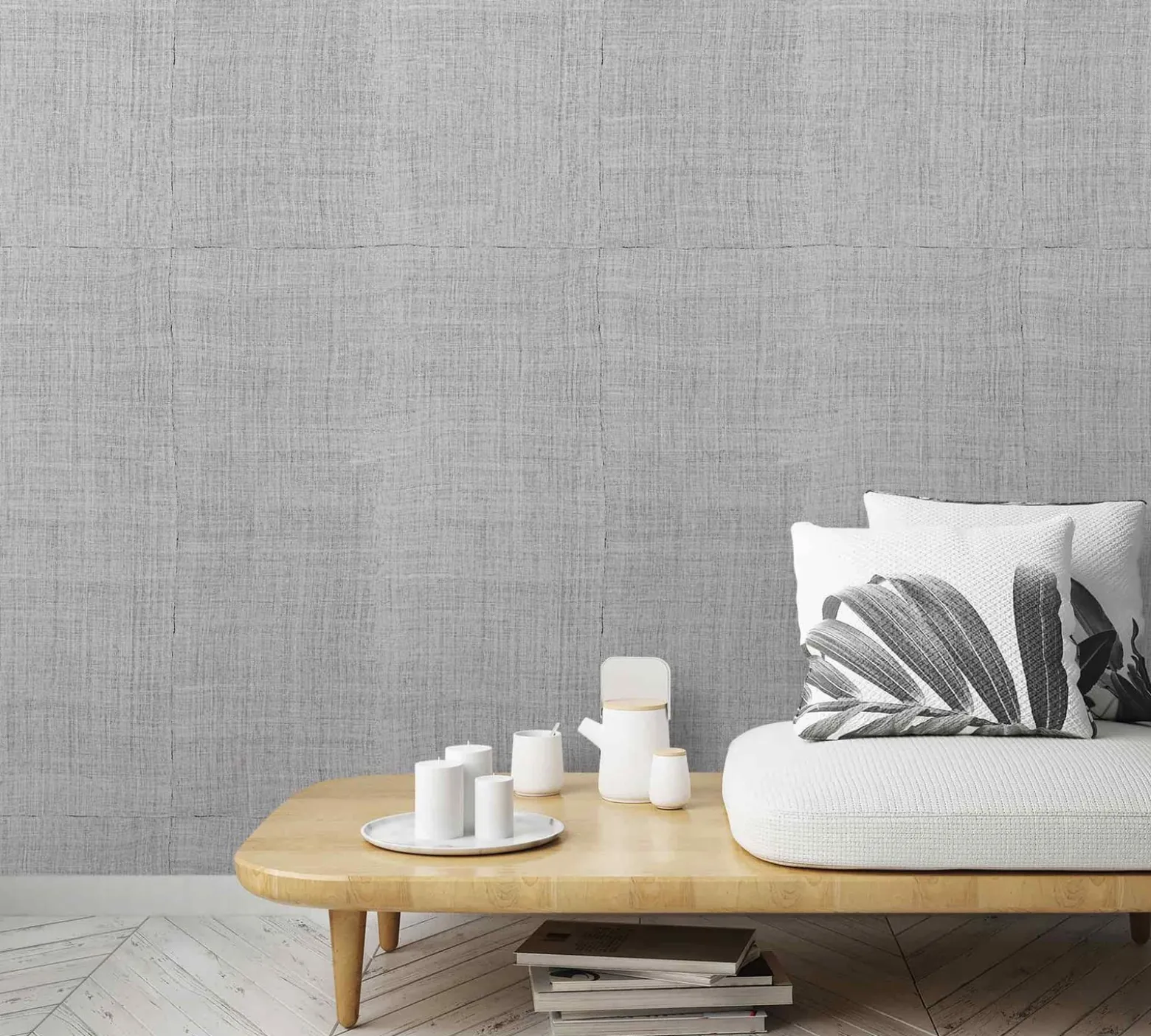 Fototapete Leona Textil Kacheln grau schwarz Marburg