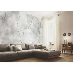 Fototapete Marmor Optik Risse Grau Gold 2253-10
